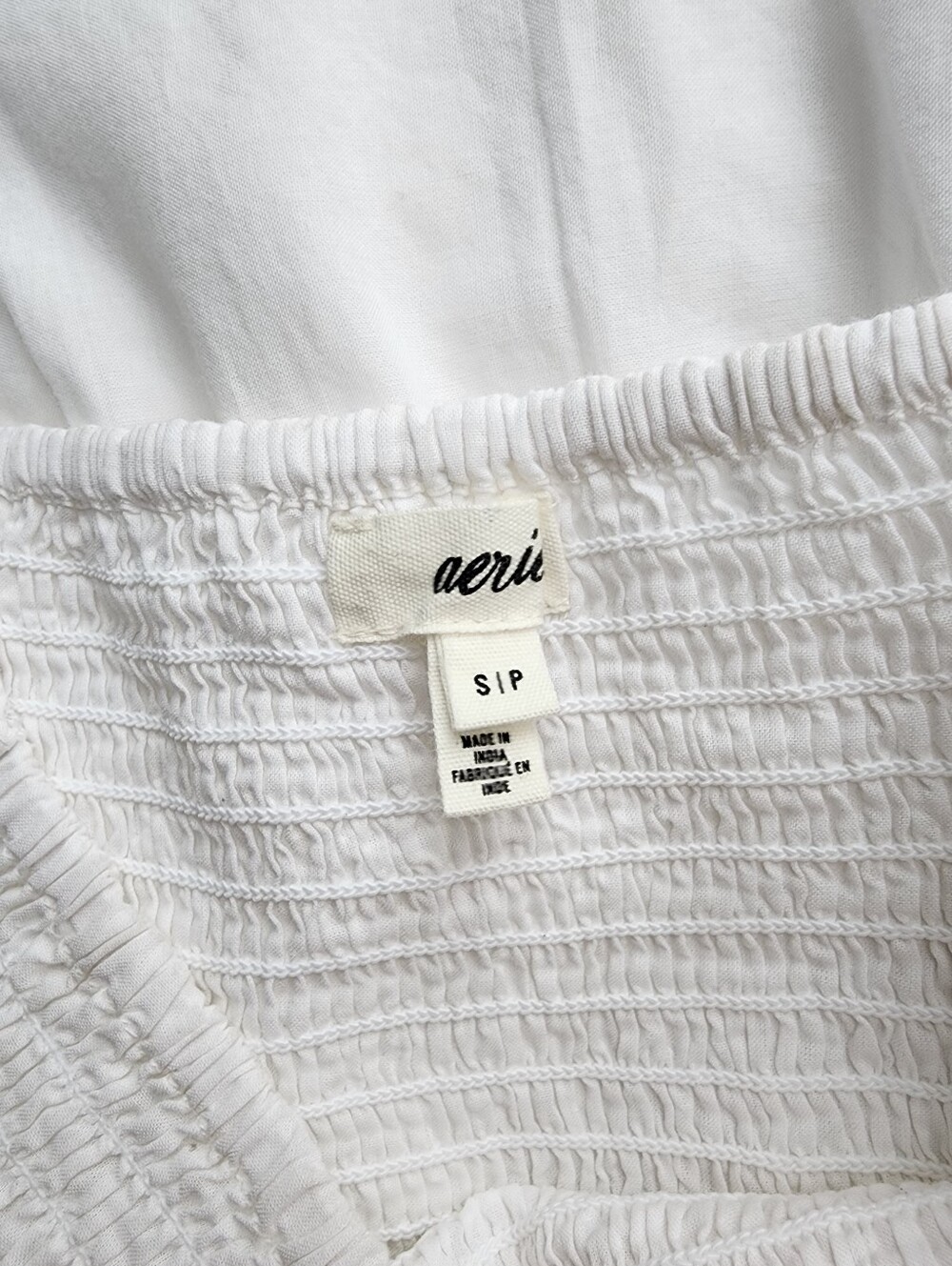 Aerie Smocked Tiered Bodice Eyelet Midi Dress Size Small In White - Picture 9 of 9